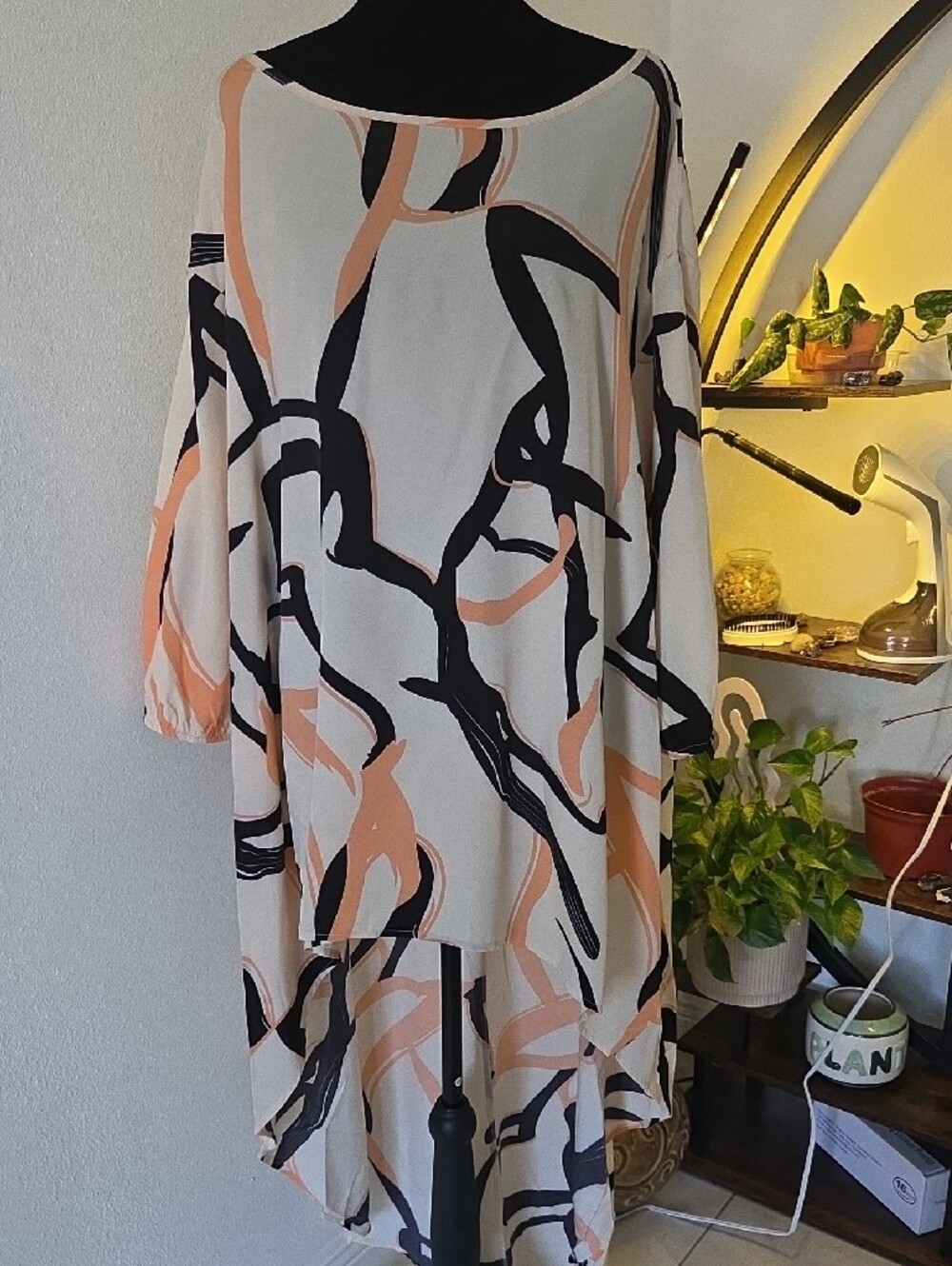 Peach & Black Abstract  Tunic Top - 3XL - Picture 2 of 6